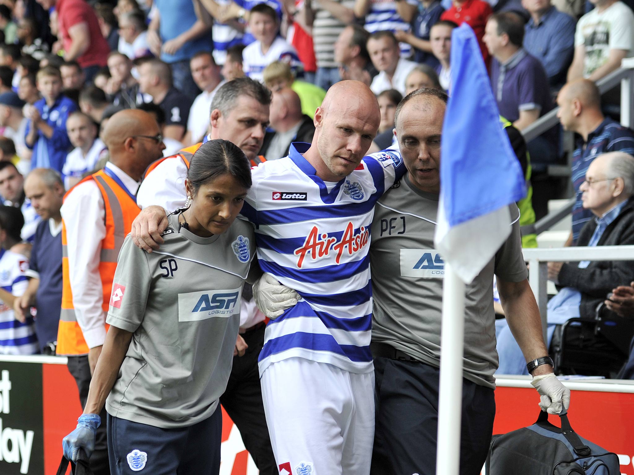 Andy Johnson pictured after sustaining an injury in September 2012