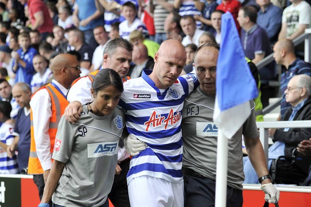 Andy Johnson pictured after sustaining an injury in September 2012