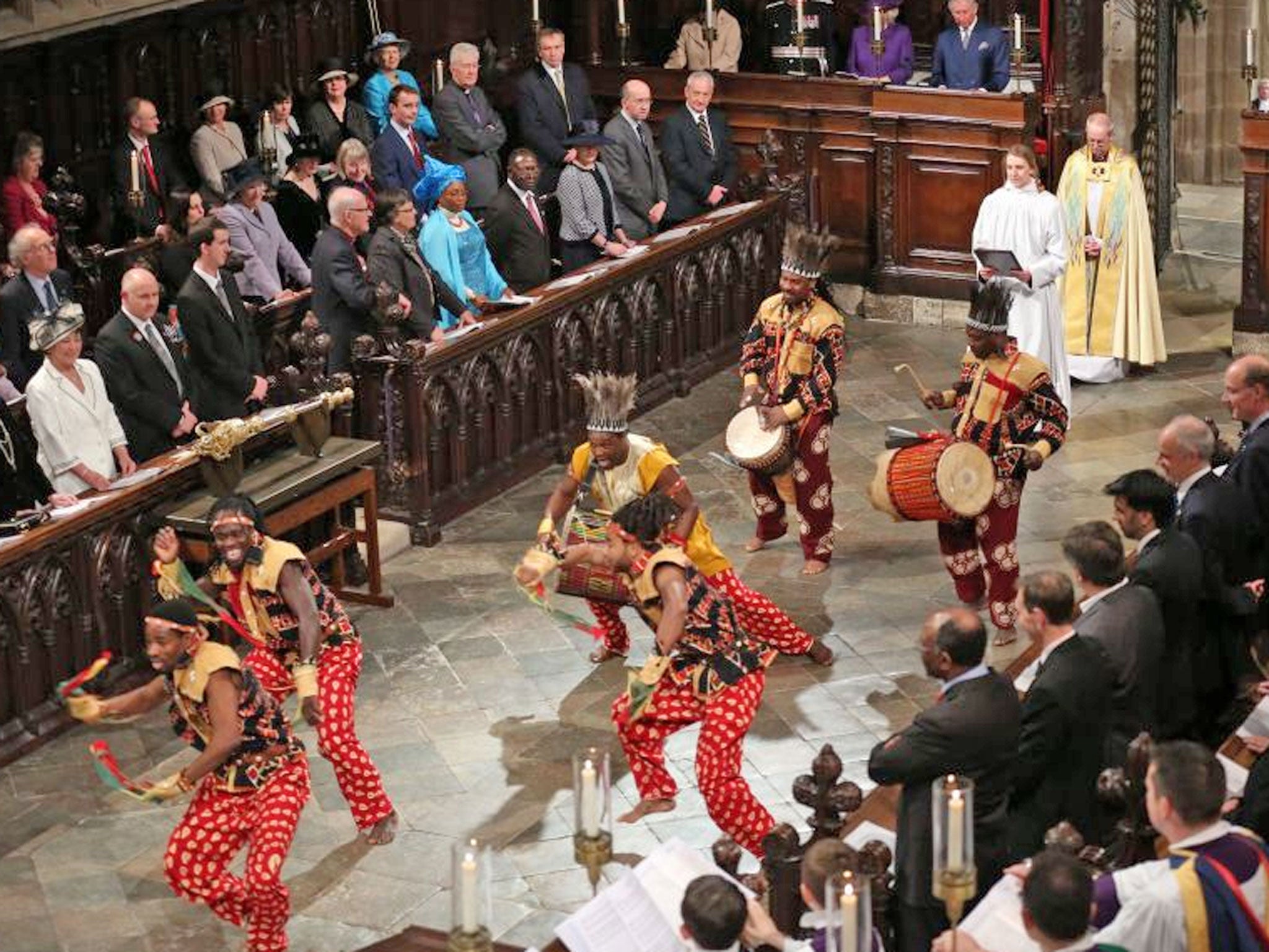 Justin Welby in procession with African dancers