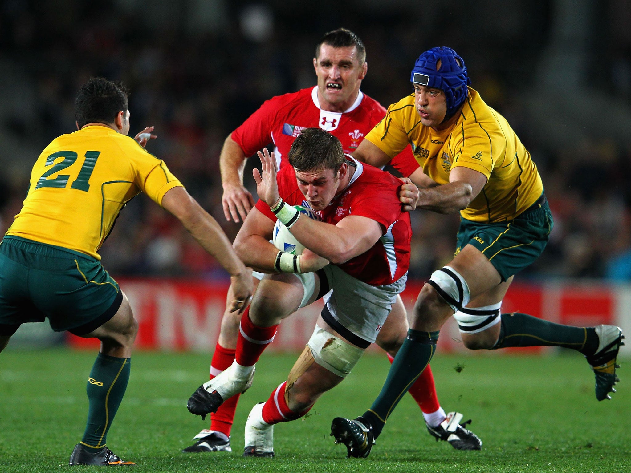 Dan Lydiate in action for Wales against Australia in the 2011 World Cup