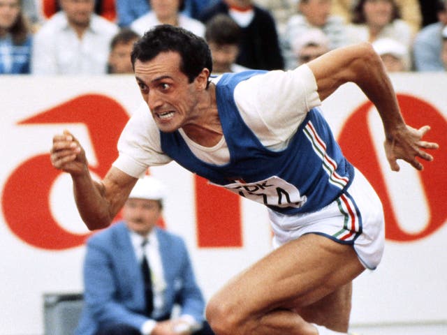 Pietro Mennea during the 1983 World Championship in Helsinki