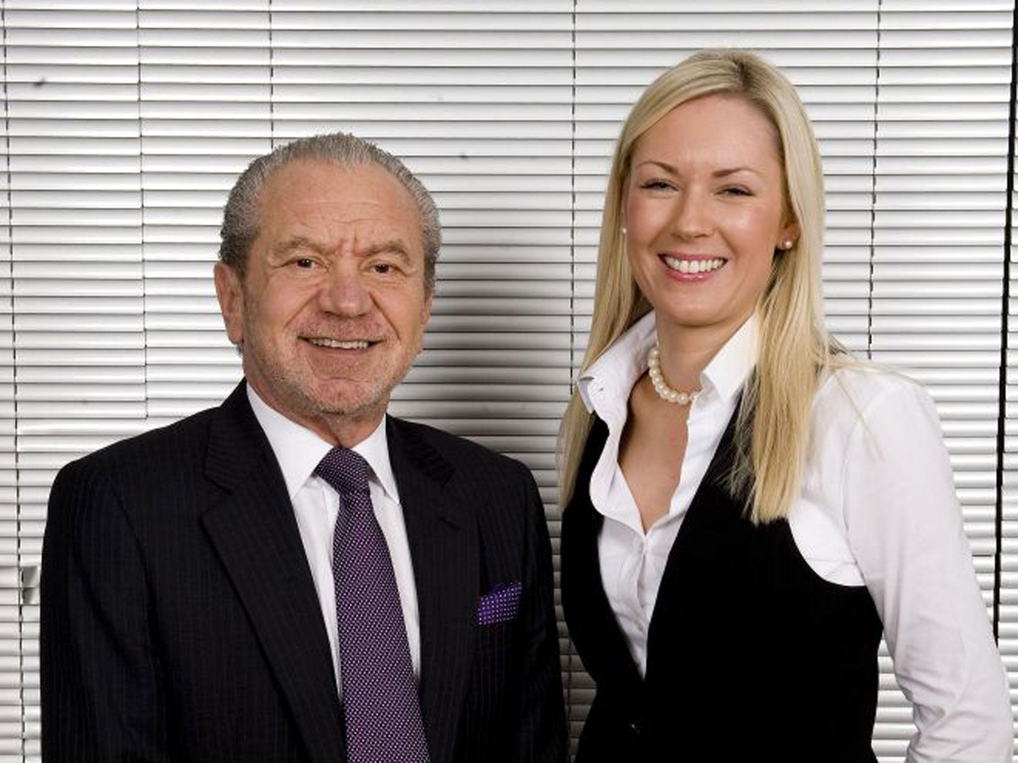 Former Apprentice winner Stella English with Lord Sugar - before she took him to court
