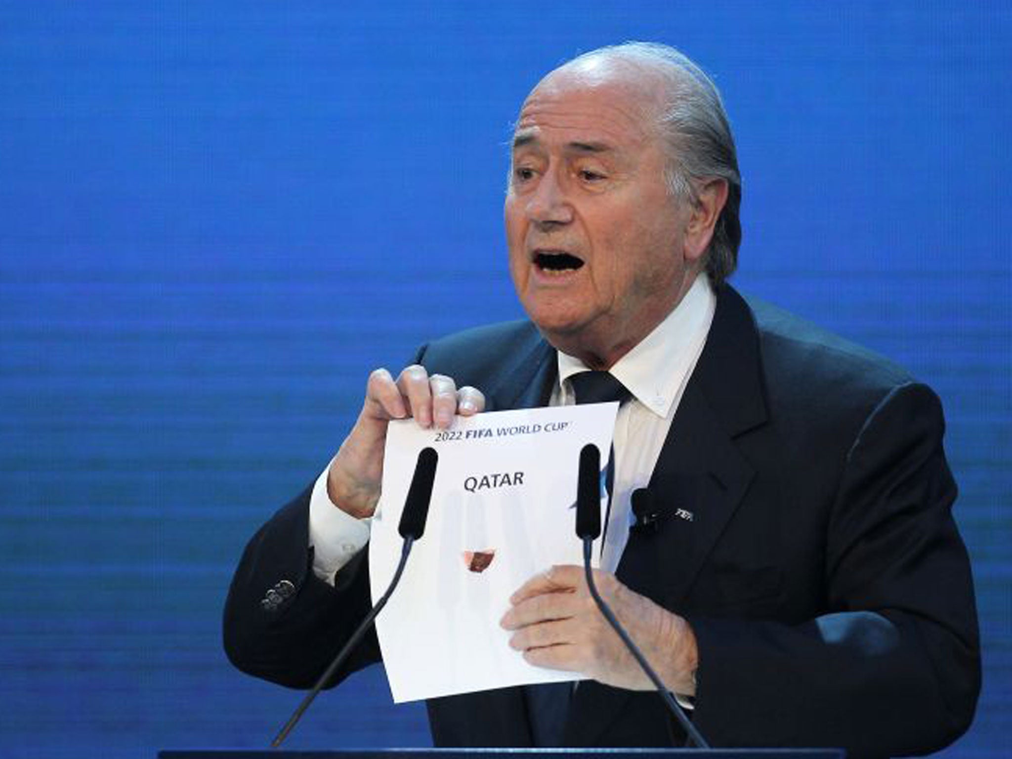 Sepp Blatter reveals Qatar as World Cup hosts