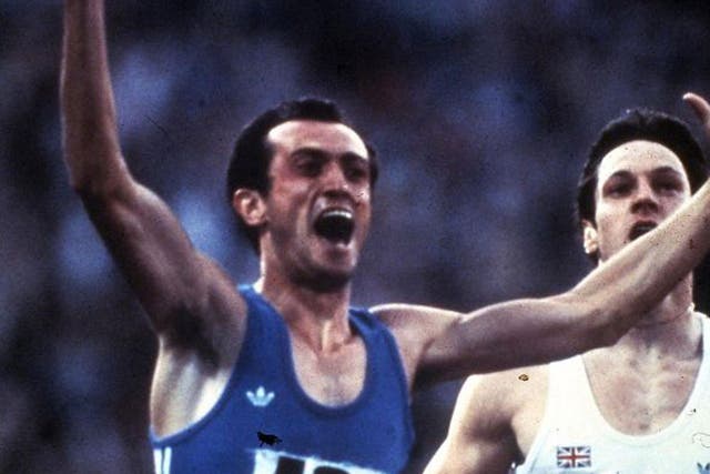 Mennea, above, crosses the line first in the Olympic 200 metres final in Moscow in 1980