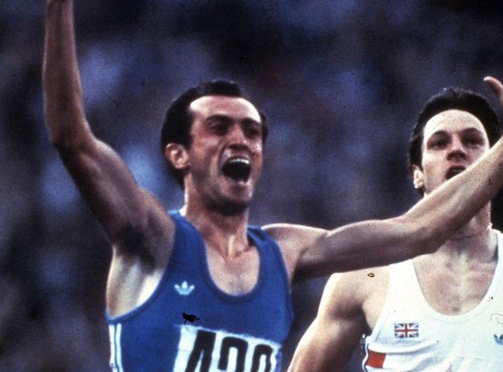 Mennea, above, crosses the line first in the Olympic 200 metres final in Moscow in 1980