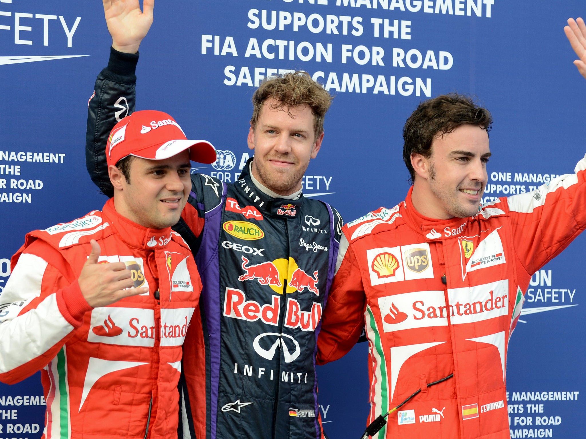 Sebastian Vettel, Felipe Massa and Fernando Alonso