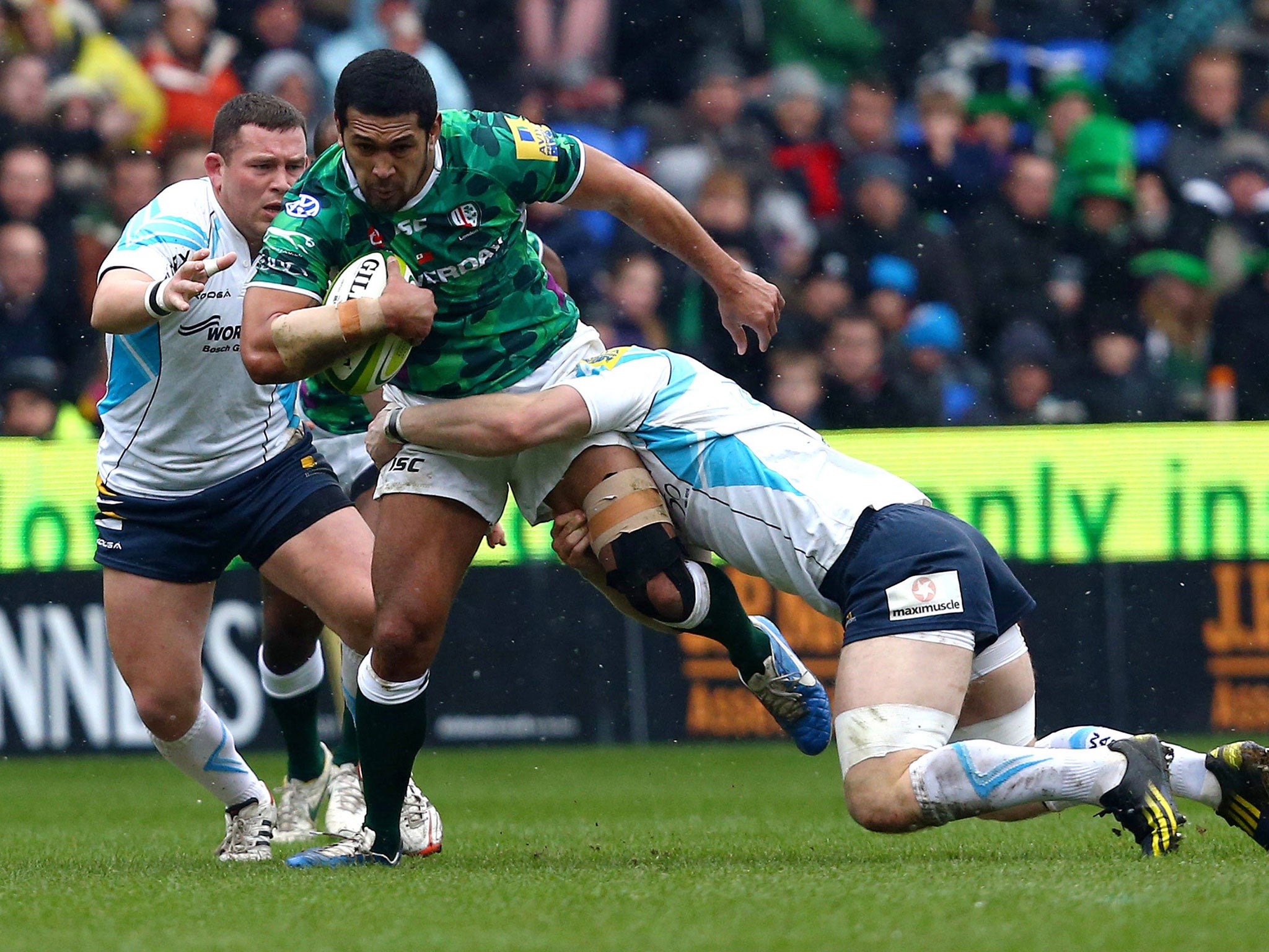 Chris Hafa’ufia scores one of the Exiles' three tries