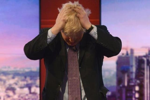 Boris Johnson seen immediately after his interview with Eddie Mair
