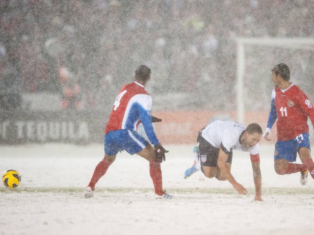 Clint Dempsey in action for the US against Costa Rica