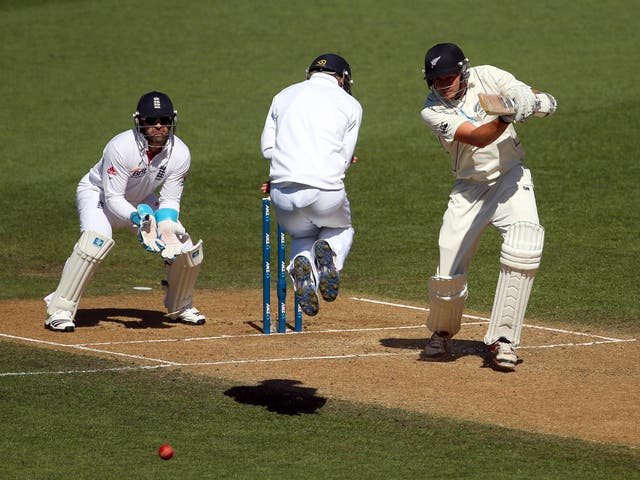 Peter Fulton of New Zealand bats during day four of the Third Test match between New Zealand and England at Eden Park