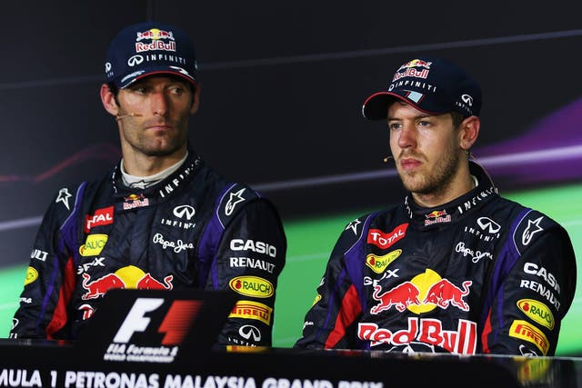 Sebastian Vettel and Mark Webber pictured after the Malaysian Grand Prix