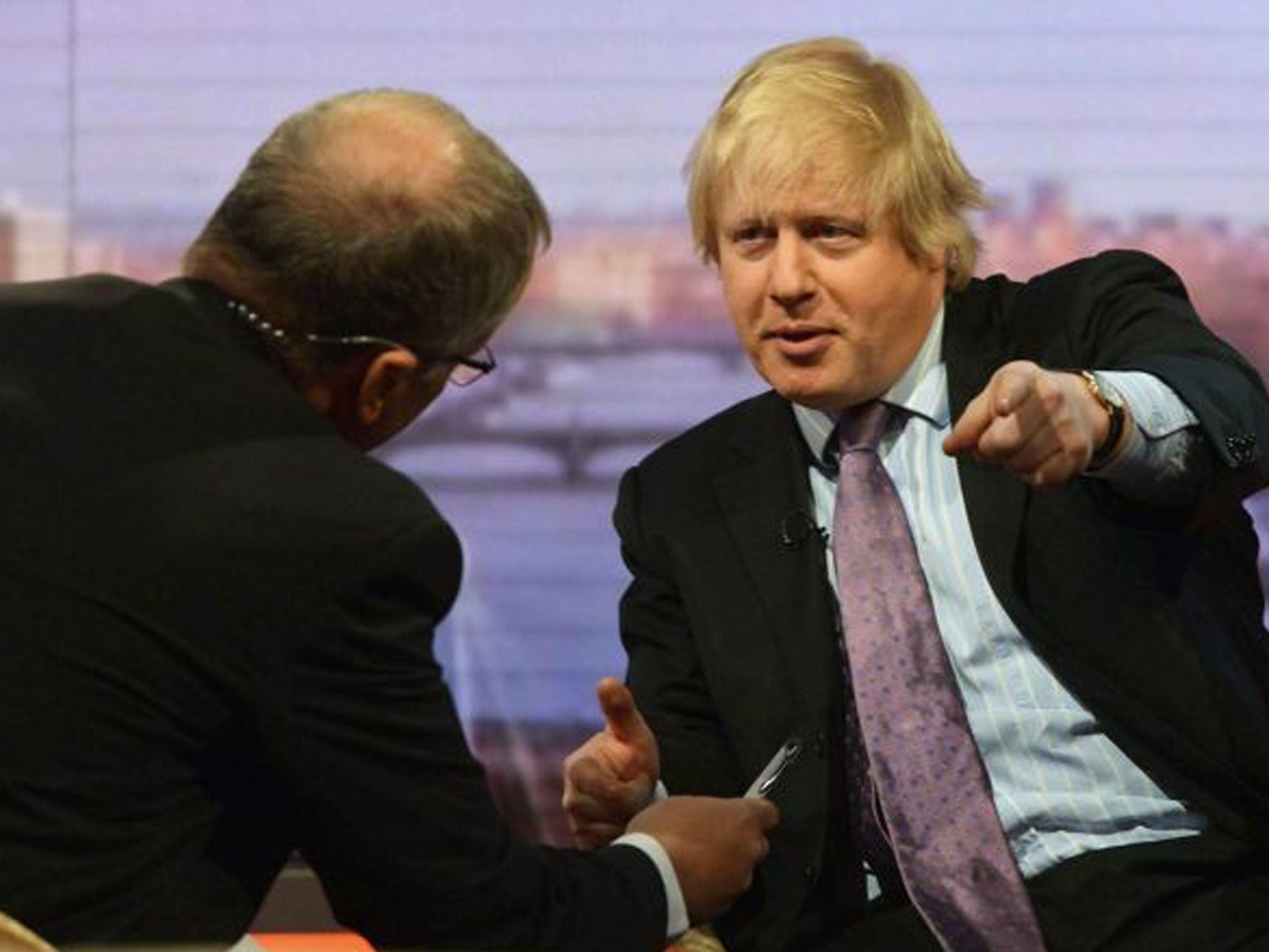 Boris Johnson (right) has lauded Eddie Mair (left) for the tough TV grilling he gave him on Sunday