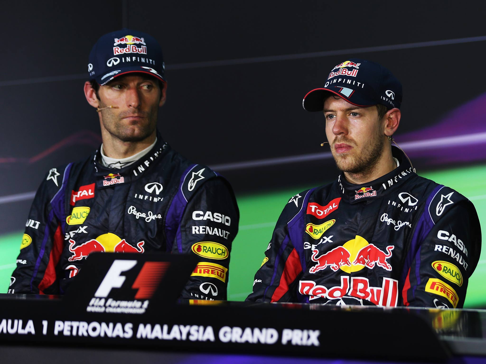 Sebastian Vettel v Mark Webber The three-time World Champion ignored team orders in Sepang to fight his way past his Australian team-mate to win the Malaysian Grand Prix. As the Red Bull duo duelled on the track, team principal Christian Horn