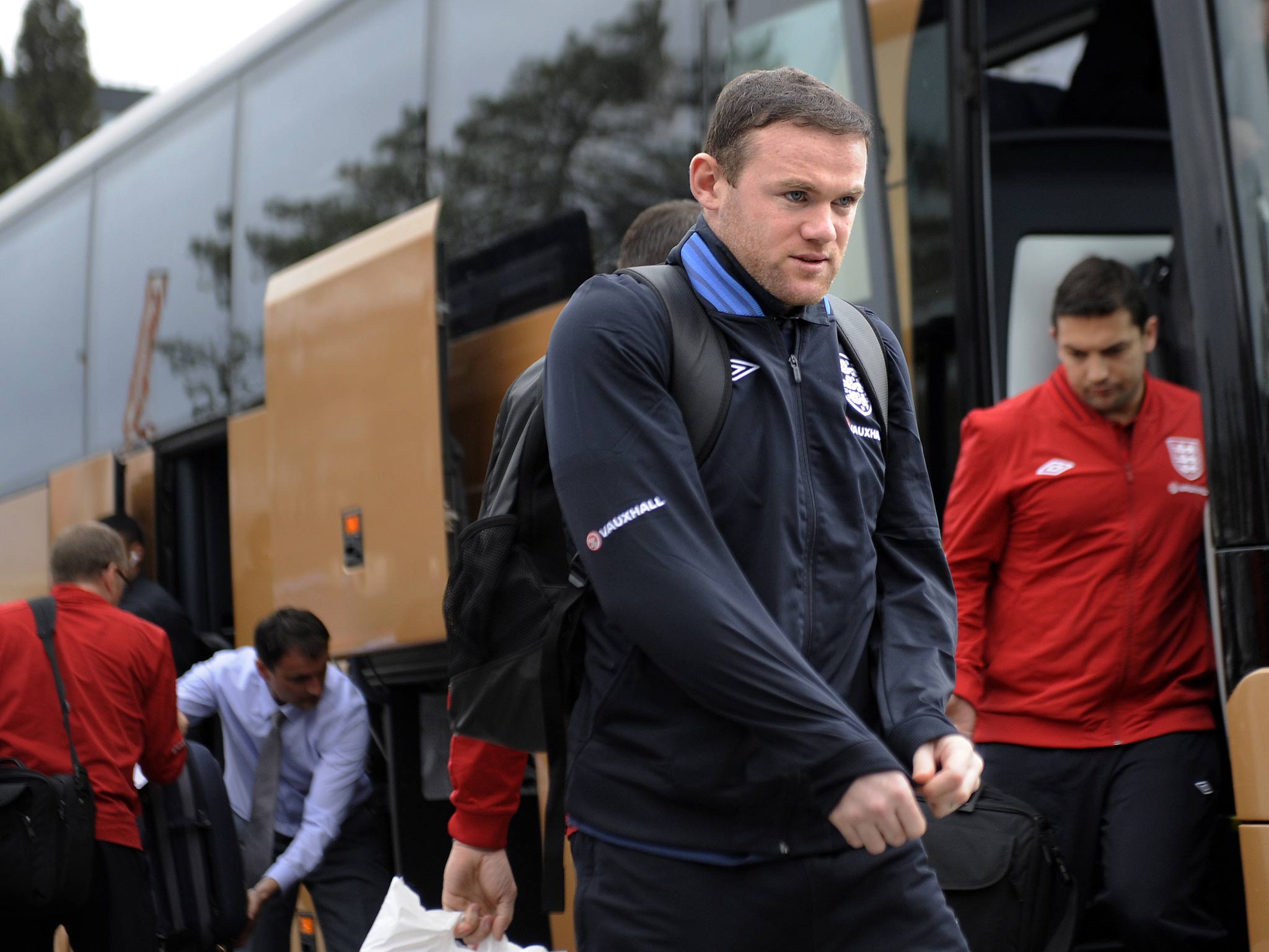 Wayne Rooney is pictured at the arrival of the England national football team in Podgorica
