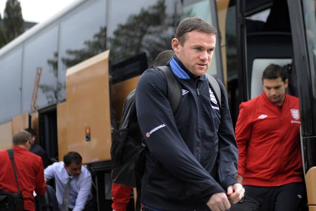 Wayne Rooney is pictured at the arrival of the England national football team in Podgorica
