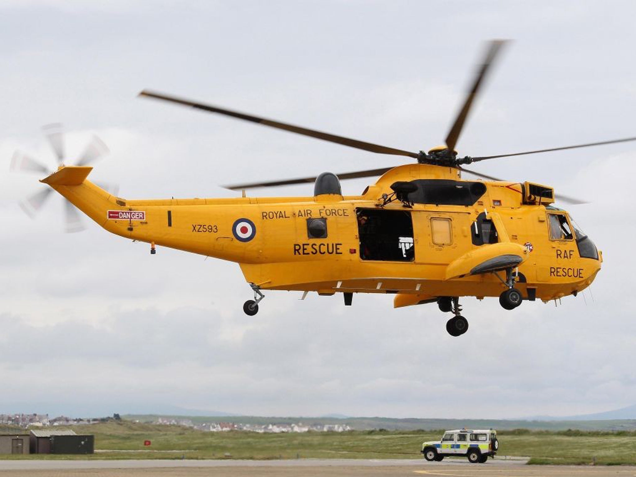 A RAF Sea King search-and-rescue helicopter in Anglesey