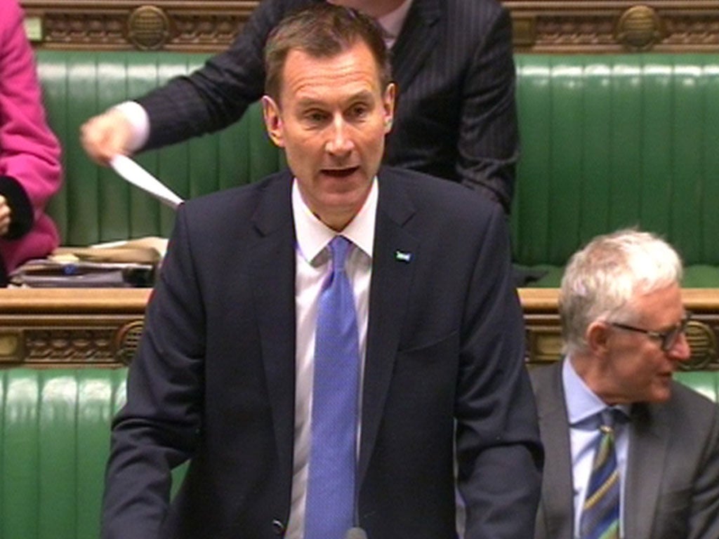 Health Secretary Jeremy Hunt in the Commons today