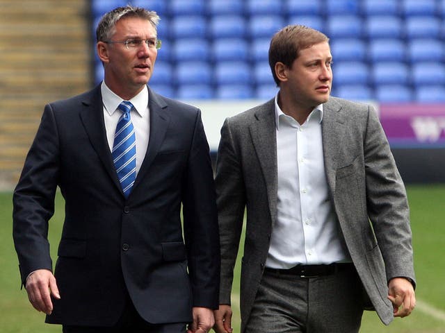 Nigel Adkins (left) with owner Anton Zingarevich. Zingarevich expects him to be more successful in the transfer market than Brian McDermott 