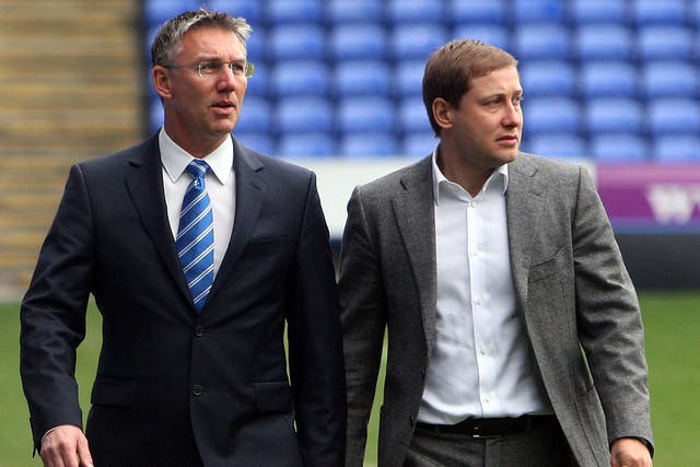 Nigel Adkins (left) with owner Anton Zingarevich. Zingarevich expects him to be more successful in the transfer market than Brian McDermott 