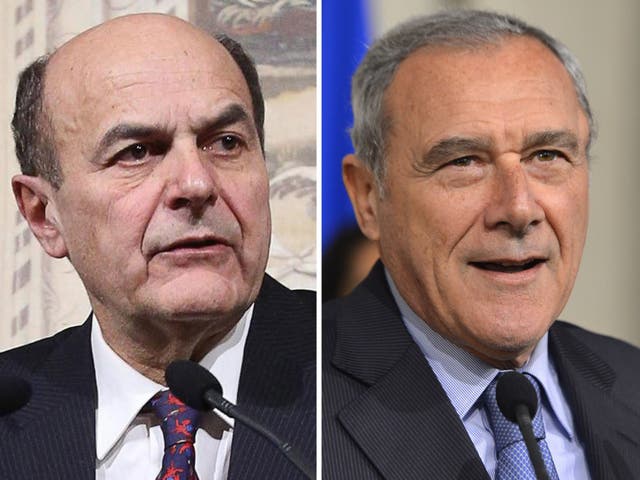 President Giorgio Napolitano (left) may choose the newly-appointed speaker of the Senate, Pietro Grasso (right) to be a stop-gap PM
