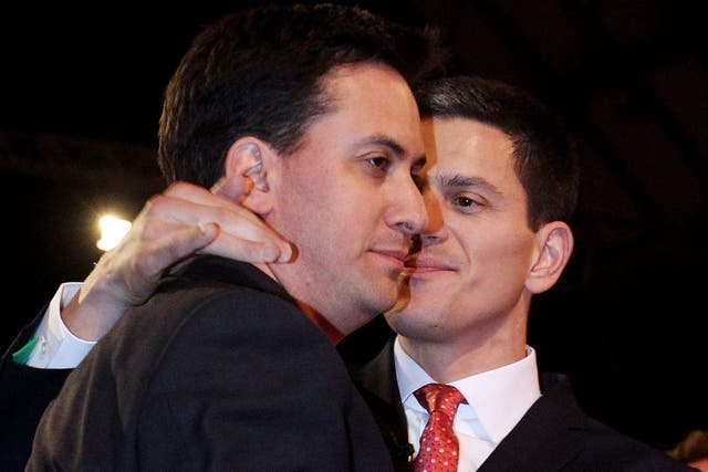 David Miliband embraces Ed after his leadership win