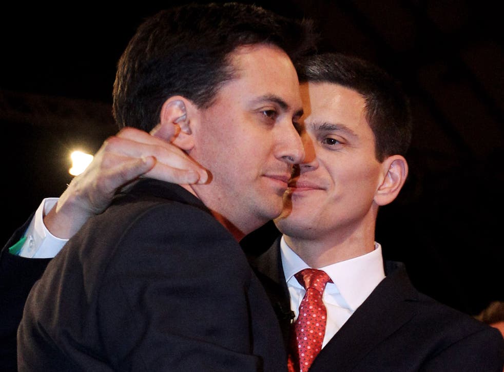 David Miliband embraces Ed after his leadership win