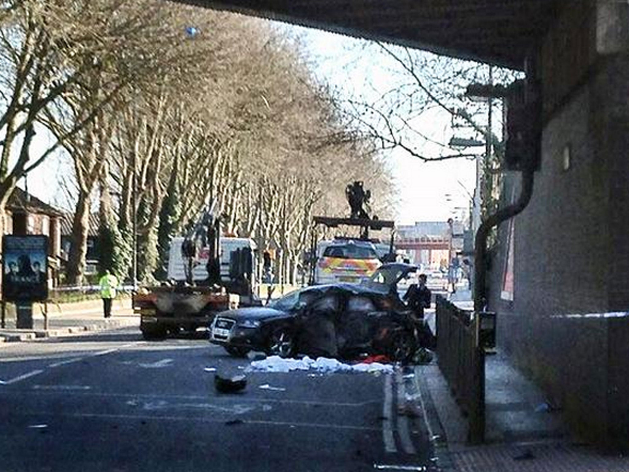 Two men have died in this crash after a police chase in north London