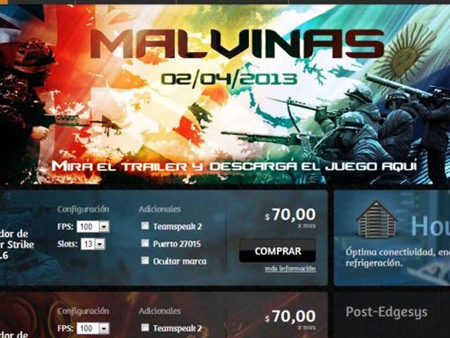 The website for the Malvinas version of Counter Strike