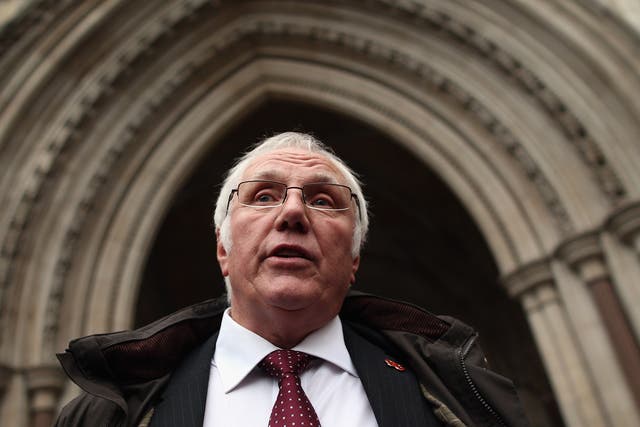 Trevor Hicks at the High Court after the Hillsborough Inquiry