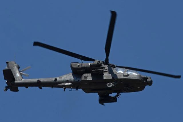 A US helicopter flies over Afghanistan