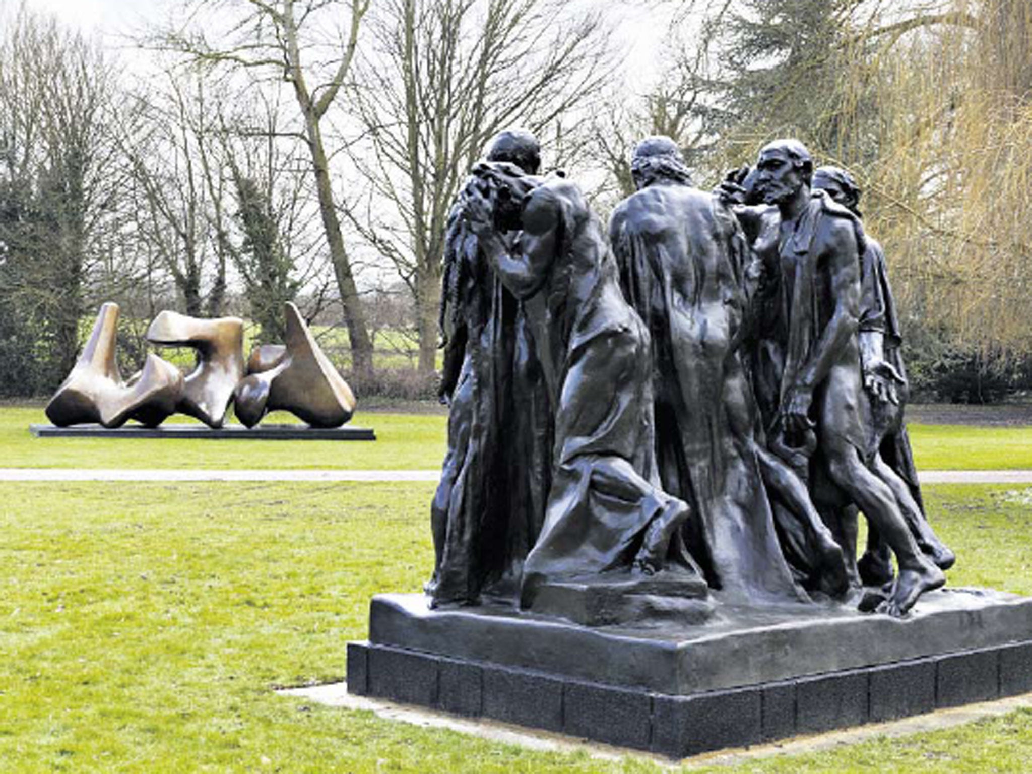 Moore’s Vertebrae is juxtaposed with Rodin’s The Burghers of Calais