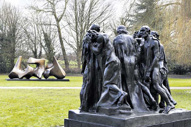 Moore’s Vertebrae is juxtaposed with Rodin’s The Burghers of Calais