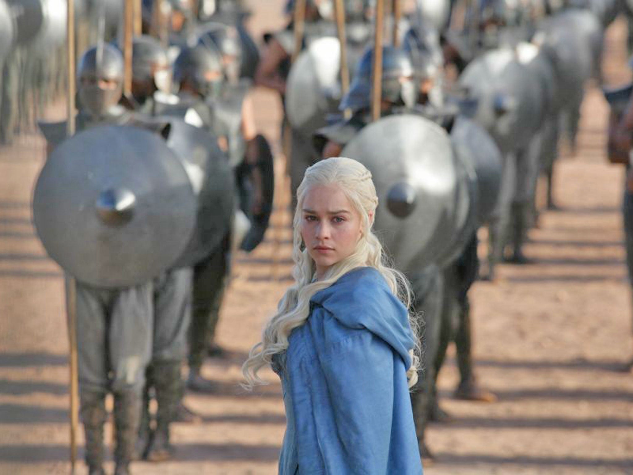 Battle ready: Emilia Clarke as Daenerys Targaryen in Game of Thrones