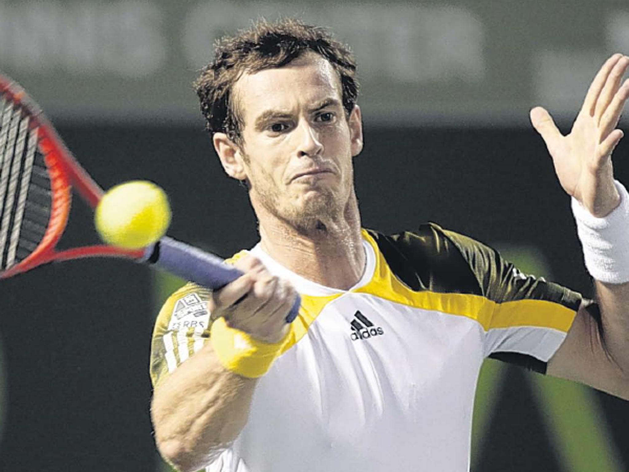 Masters stroke: Andy Murray hits a forehand in the win over Richard Gasquet which put him through to the final