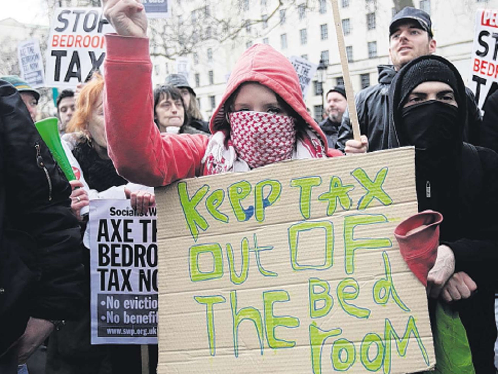 Protesters against the ‘bedroom tax’ in Trafalgar Square.