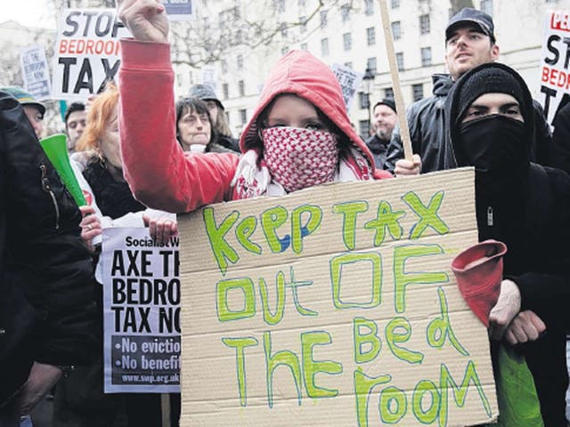 Protesters against the ‘bedroom tax’ in Trafalgar Square this weekend