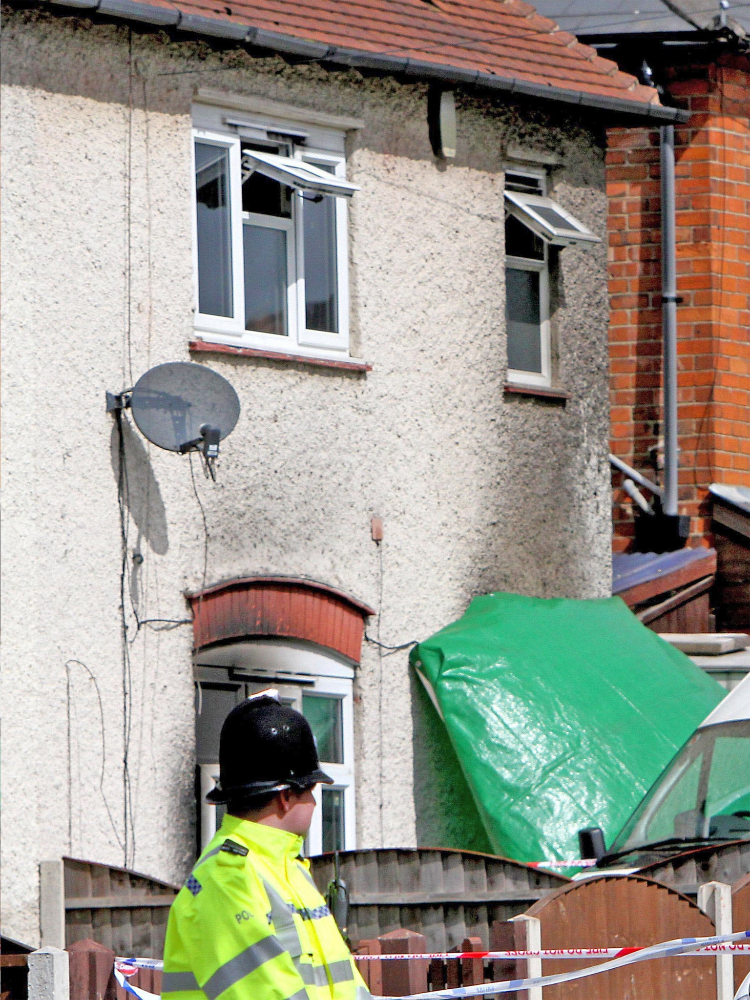 The crime scene following the fire at the Philpott home in Allenton, Derby