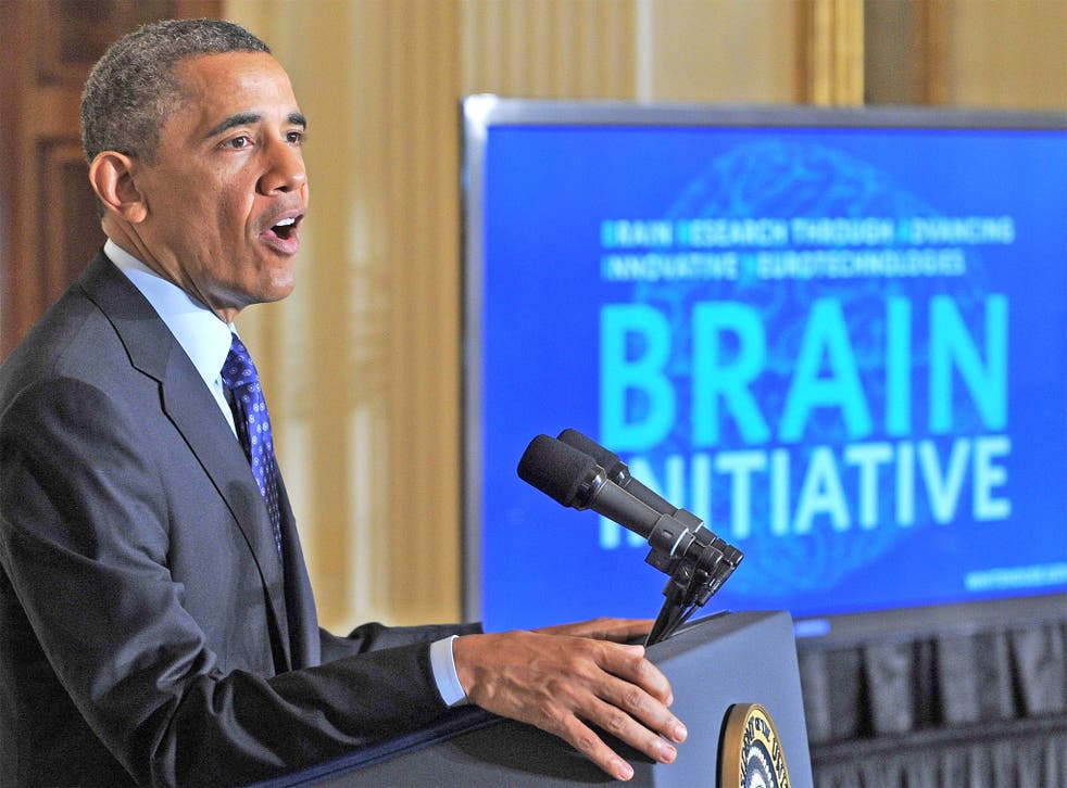 Barack Obama speaks at the launch of the brain research initiative