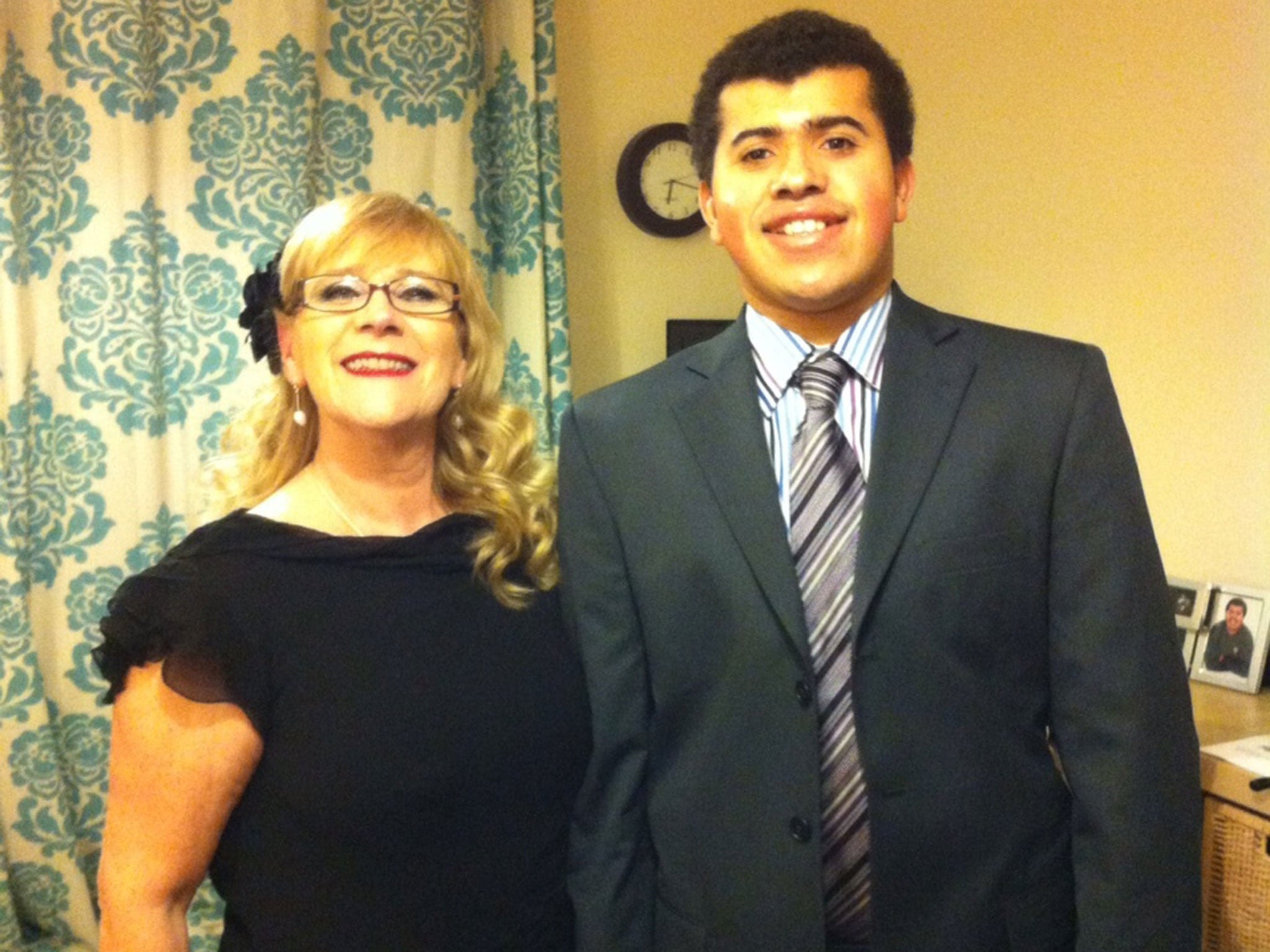 Sue Hopkinson with her 18-year-old son, Alex, who has autism