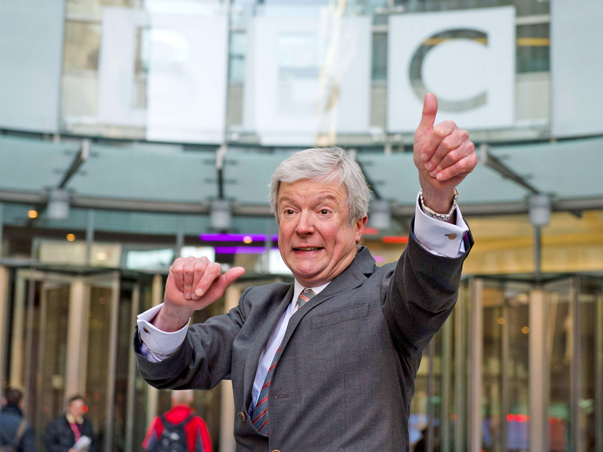 Tony Hall arrives for his first day as Director General of the BBC at New Broadcasting House in central London yesterday