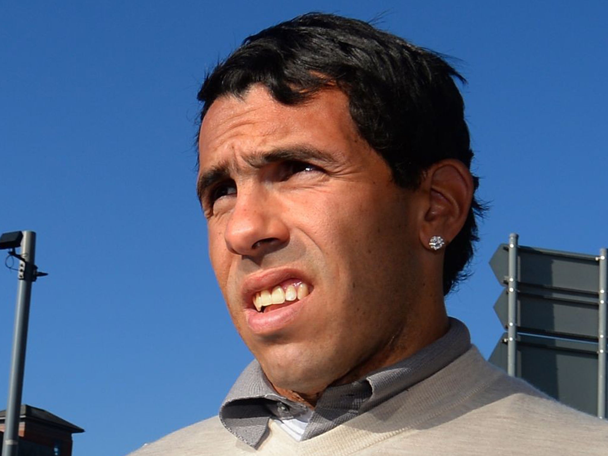 Carlos Tevez arrives at Macclesfield Magistrates' Court this morning