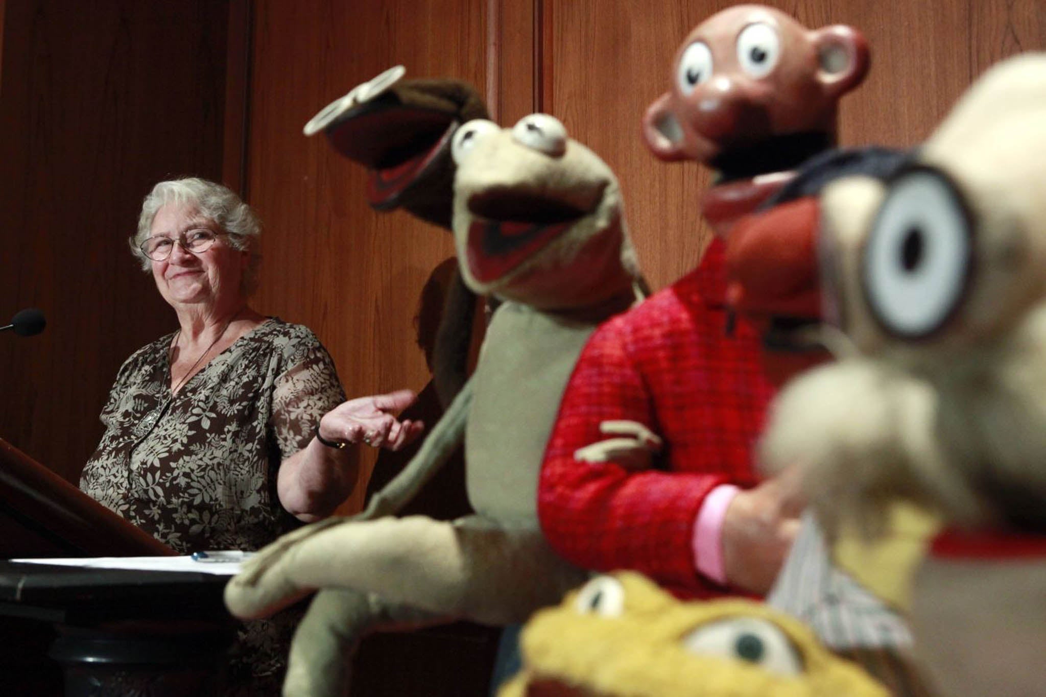 Jane Henson donates some of Jim Henson's early puppets to the Smithsonian Institution