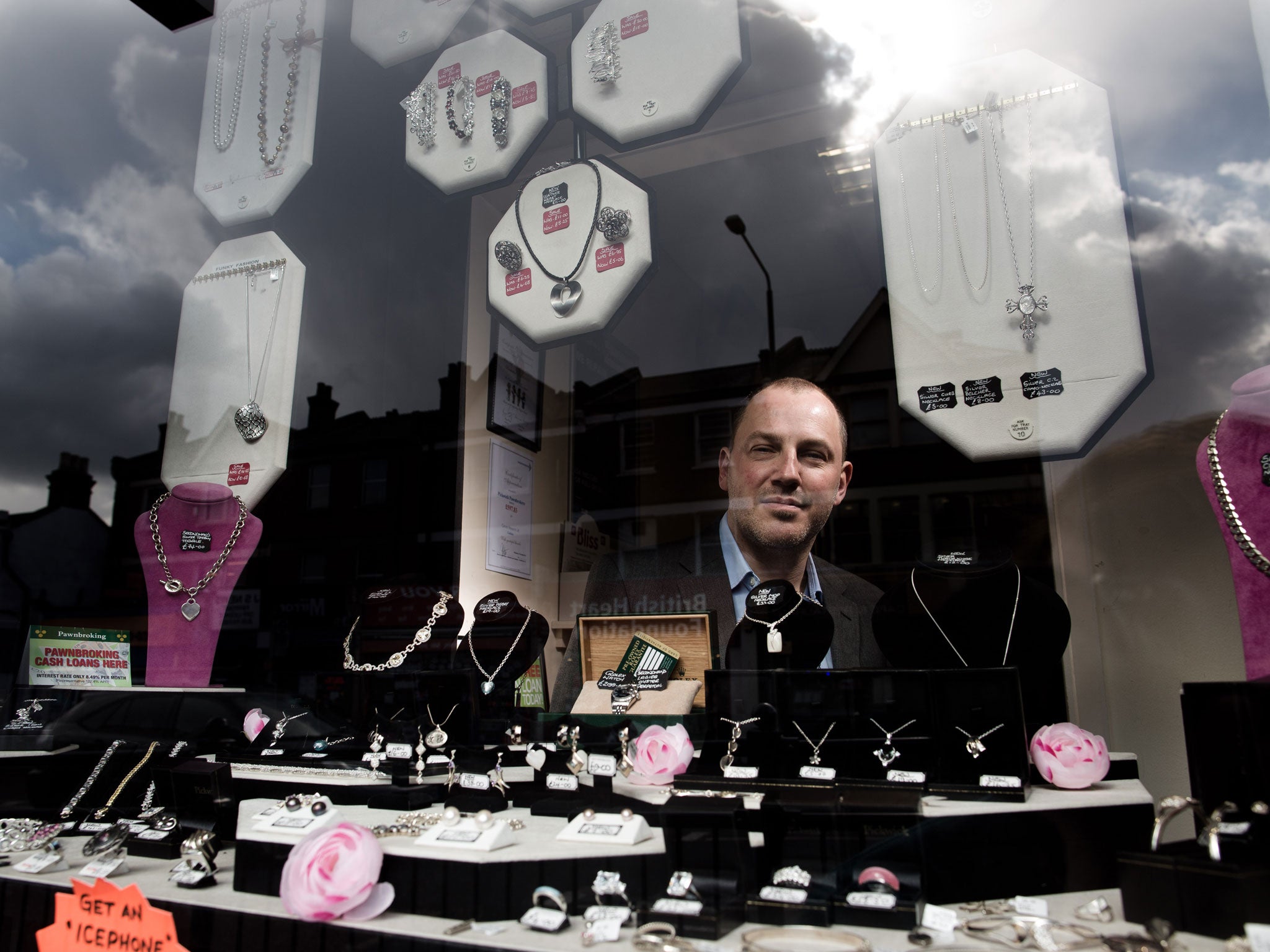 Nathan Finch, owner of Pickwick Pawnbrokers, at his branch in Eltham, London