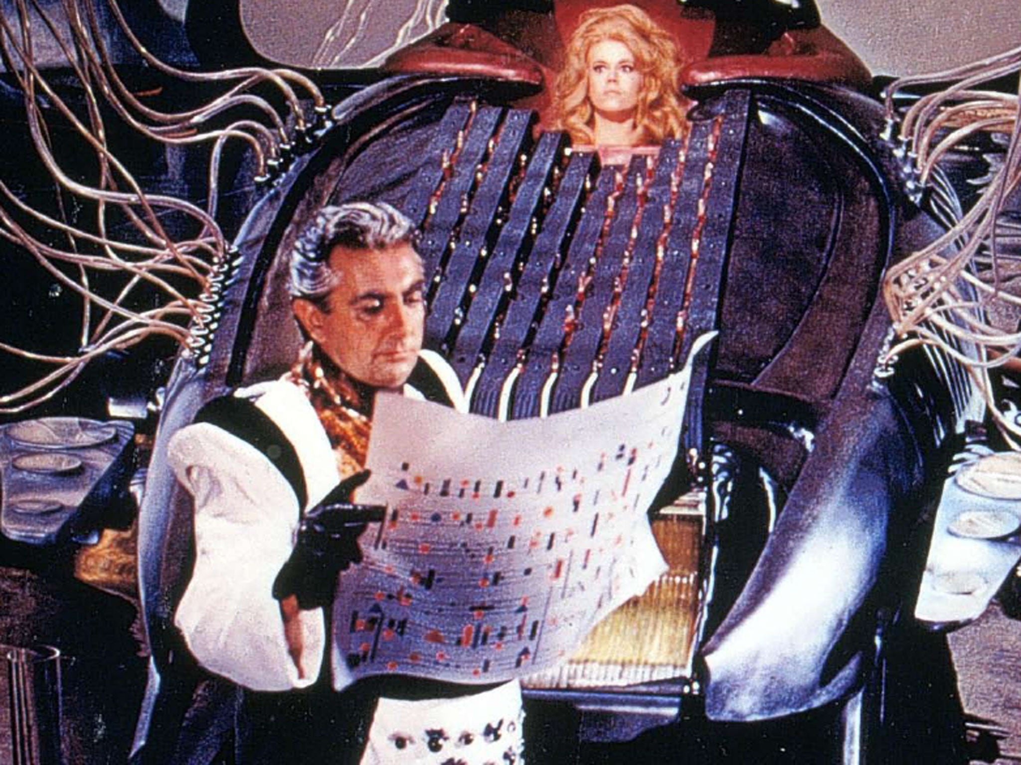 O’Shea as the inventor Durand Durand, with Jane Fonda in Roger Vadim’s cult classic ‘Barbarella’