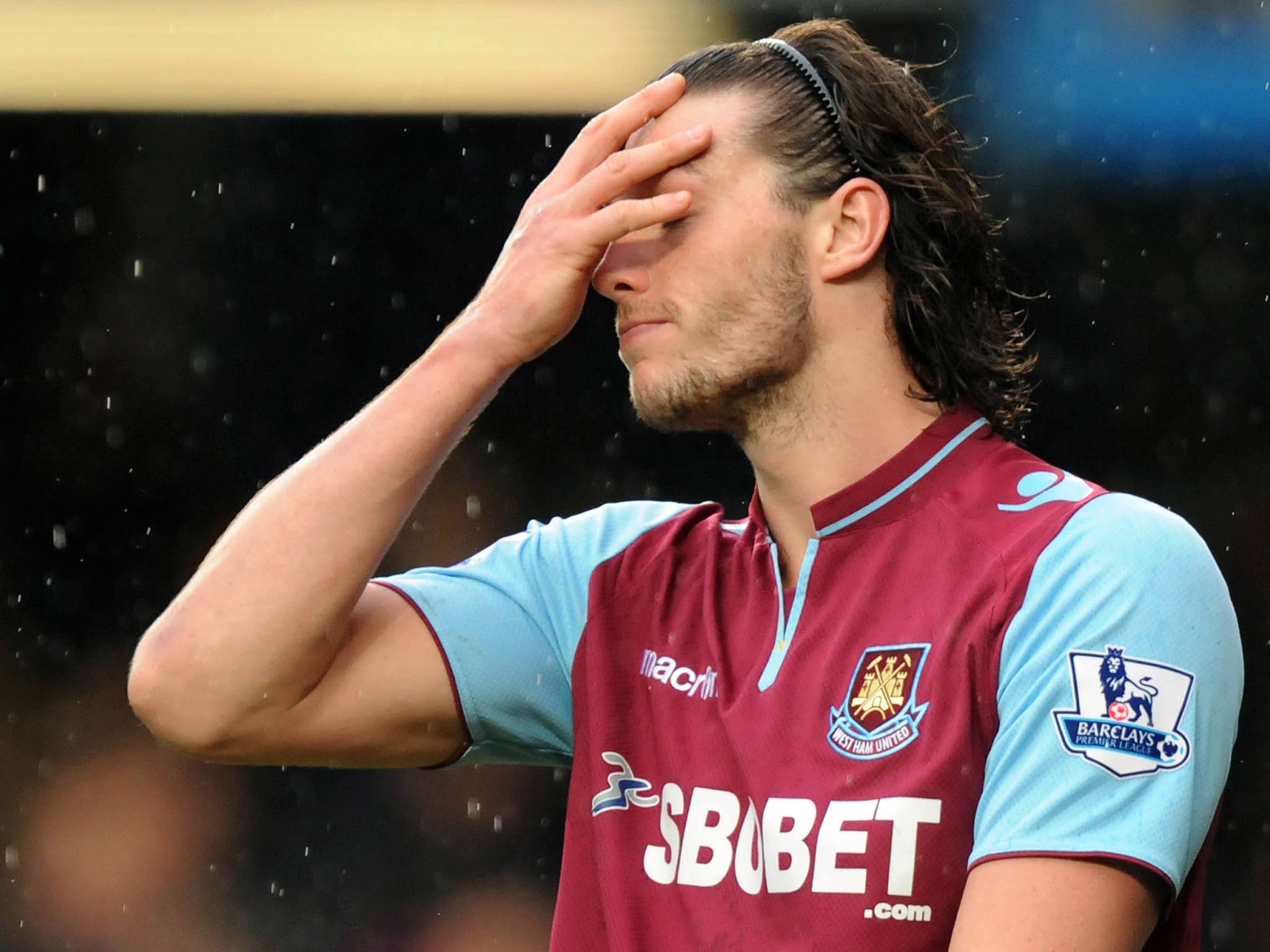 Andy Carroll pictured on loan at West Ham