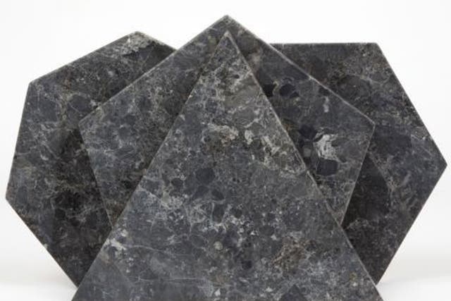 <p>Craftwork: Fort Standard’s marble trivets typify the focus on
craft from US design </p> <p>£65 each <a href= 'http://www.fatelondon.com/products/fort-standard-hexagon-trivet-blue' target='_blank'>fatelondon.com</a></p>