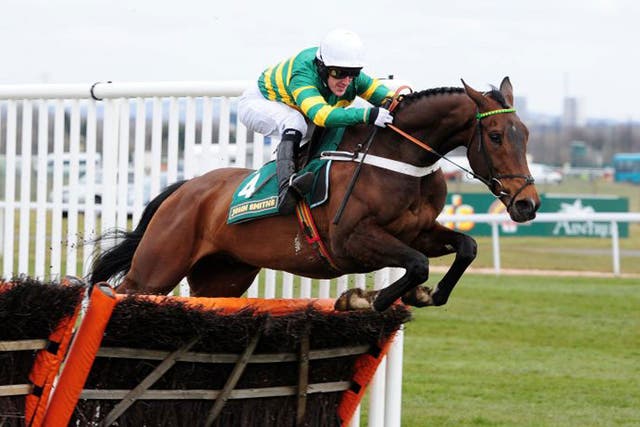 My Tent Or Yours, under A P McCoy, wins the Novices Hurdle