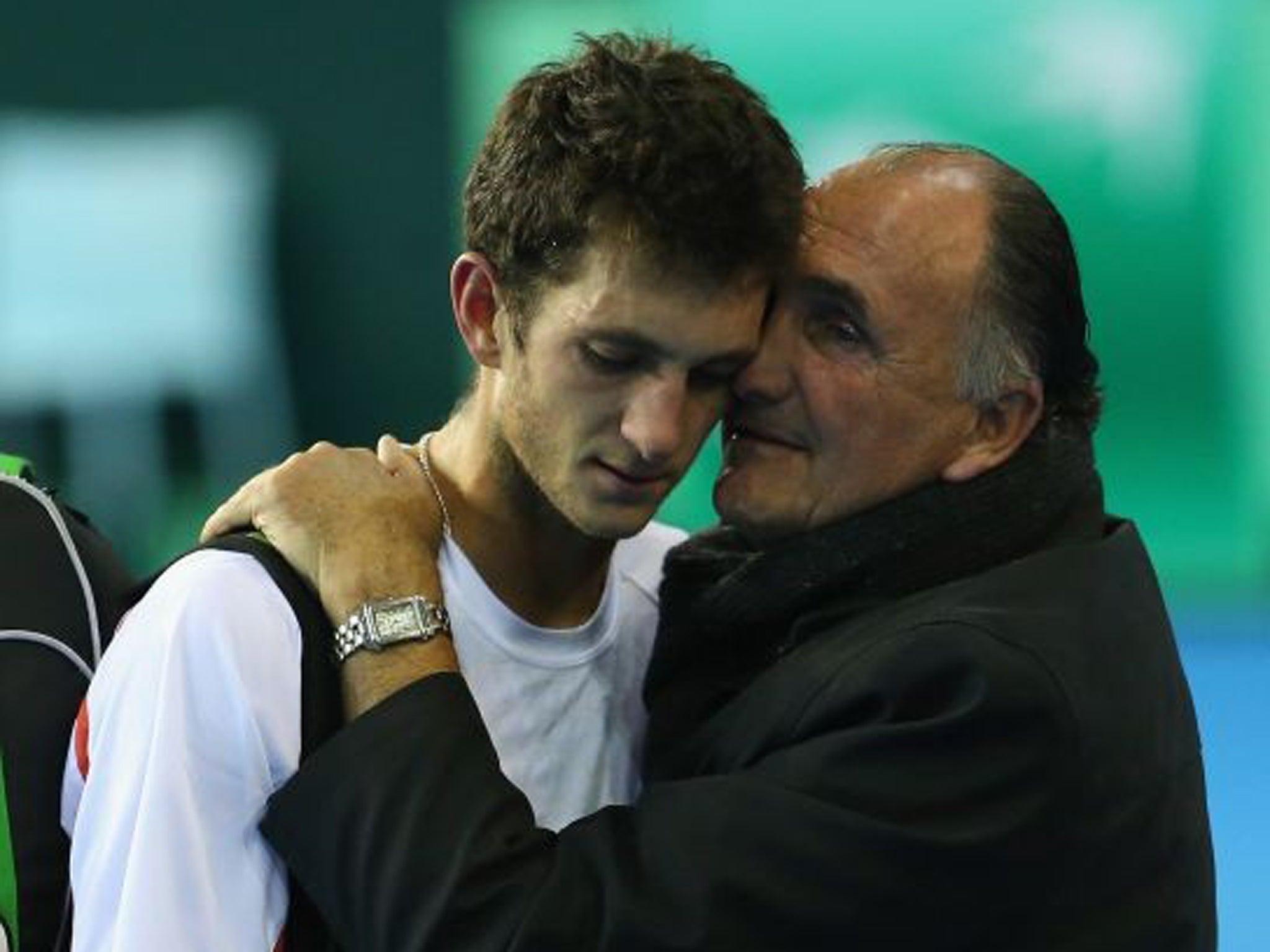 James Ward is consoled after throwing away a two-set lead last night