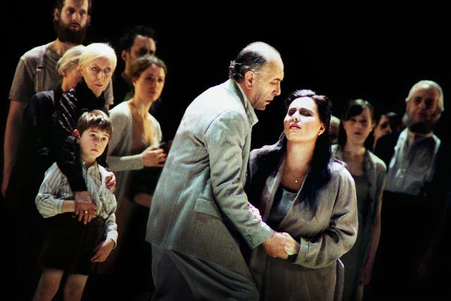 In the dark: Leo Nucci as Nabucco, with Liudmyla Monastyrska as Abigaille