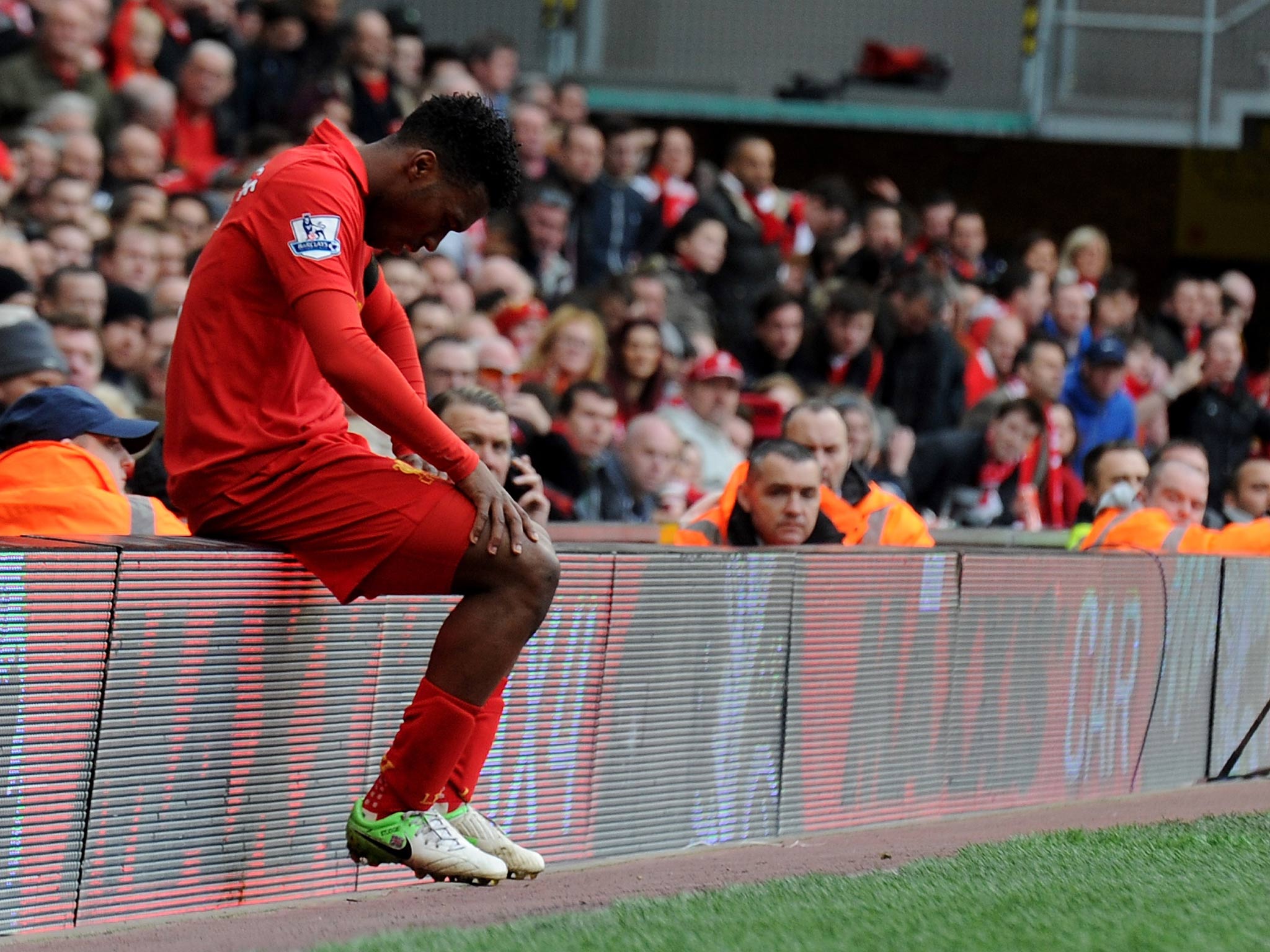 Liverpool striker Daniel Sturridge shows his frustration against West Ham